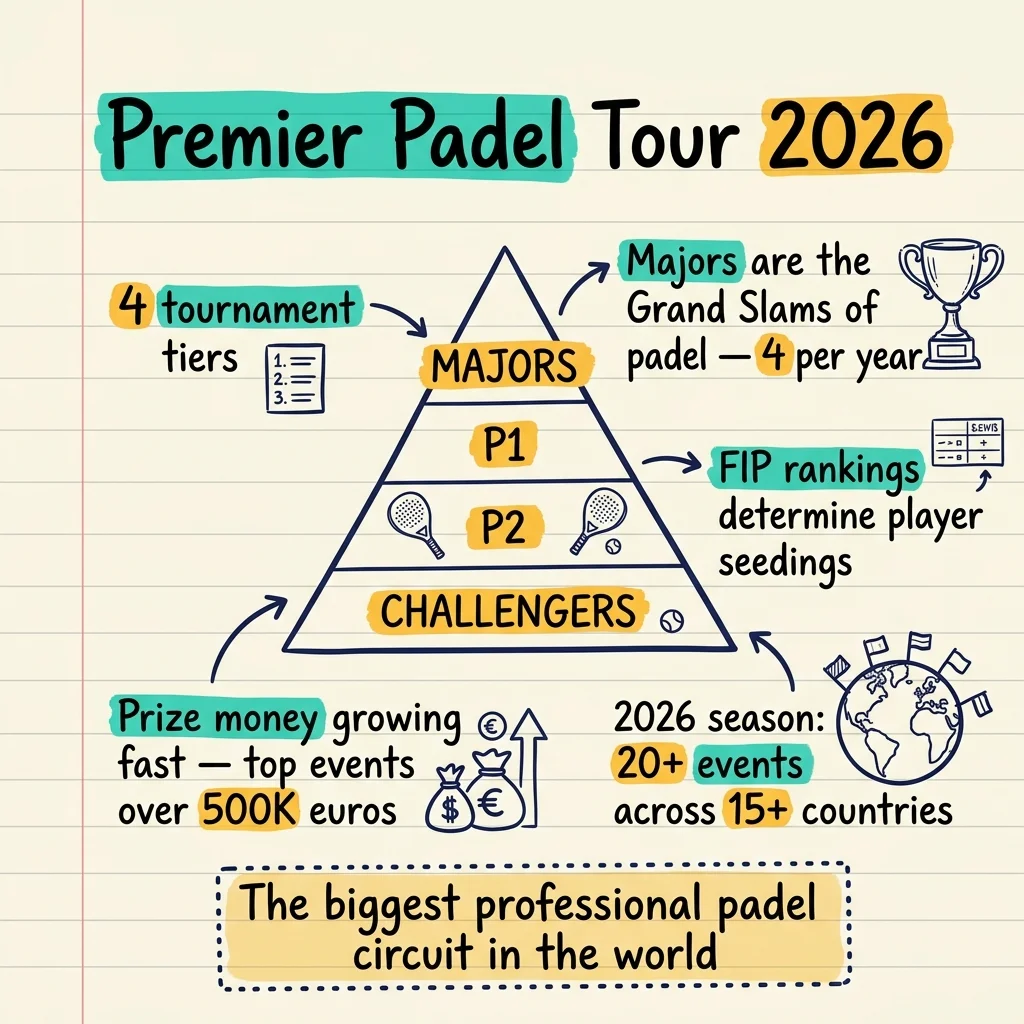 Resumen en notas manuscritas del Premier Padel Tour 2026