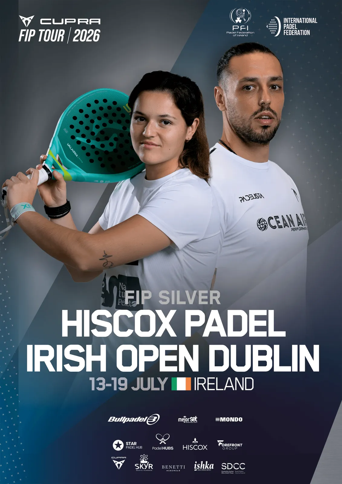 Official poster for FIP Silver Hiscox Padel Irish Open Dublin